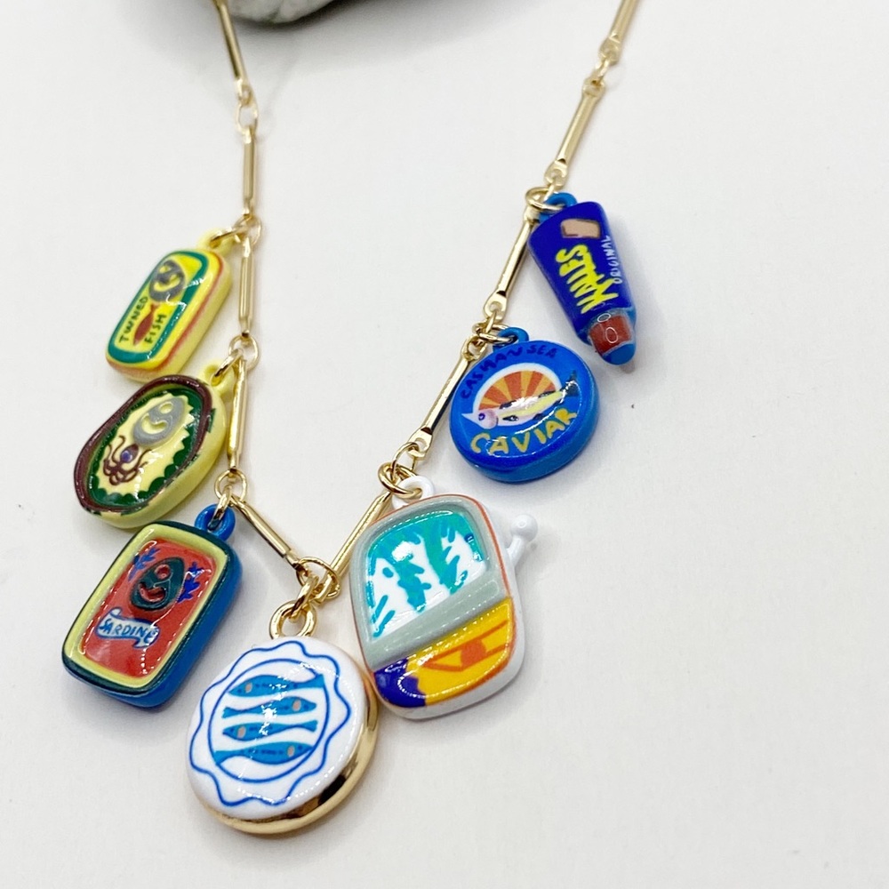 NEW Ceramic Sardine Charm Layering Necklace - Picture 3 of 8